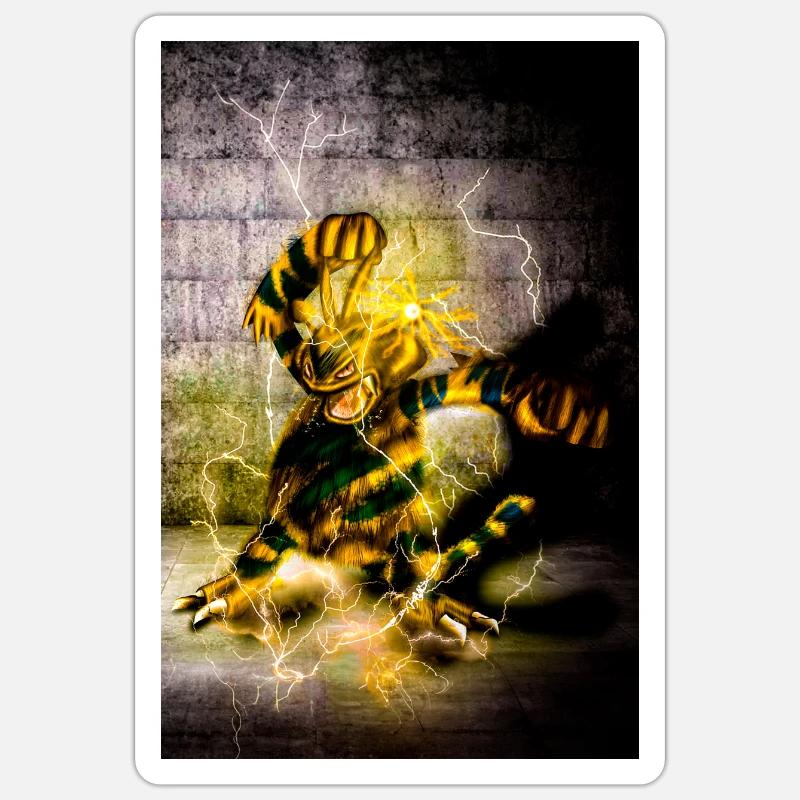POSTER ELECTUBUZZ ELECTRO, digitale Illustration Sticker Größe S (10 x 10 cm)