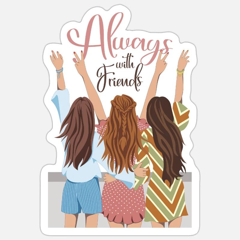 Immer mit Freunden - Sticker Größe S (10 x 10 cm) - Mattweiß