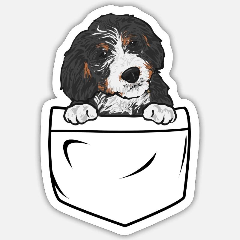 Bernedoodle Hund - Sticker Größe S (10 x 10 cm) - Mattweiß