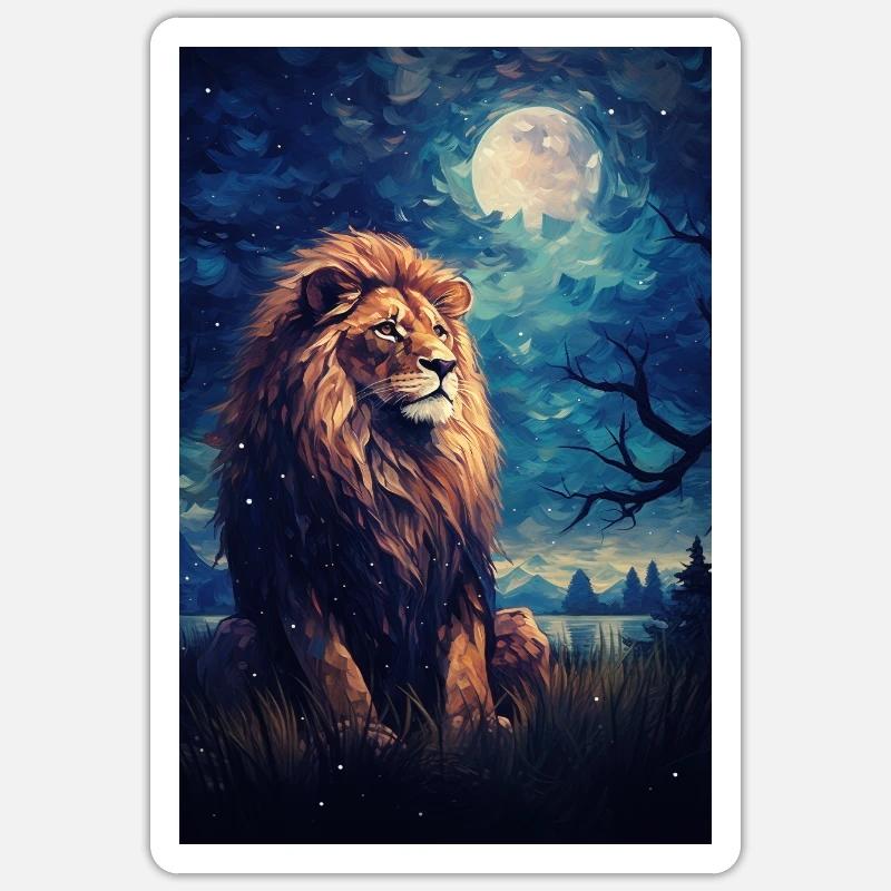 Lion - Sticker taille S (10 x 10 cm) - blanc mat