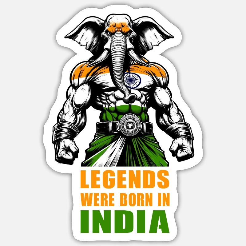 Motif de légendes d'éléphants d'Inde - Sticker taille S (10 x 10 cm) - blanc mat