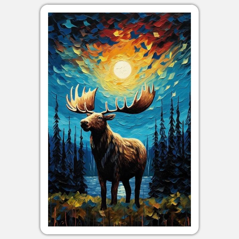 Elch - Sticker Größe S (10 x 10 cm) - Mattweiß