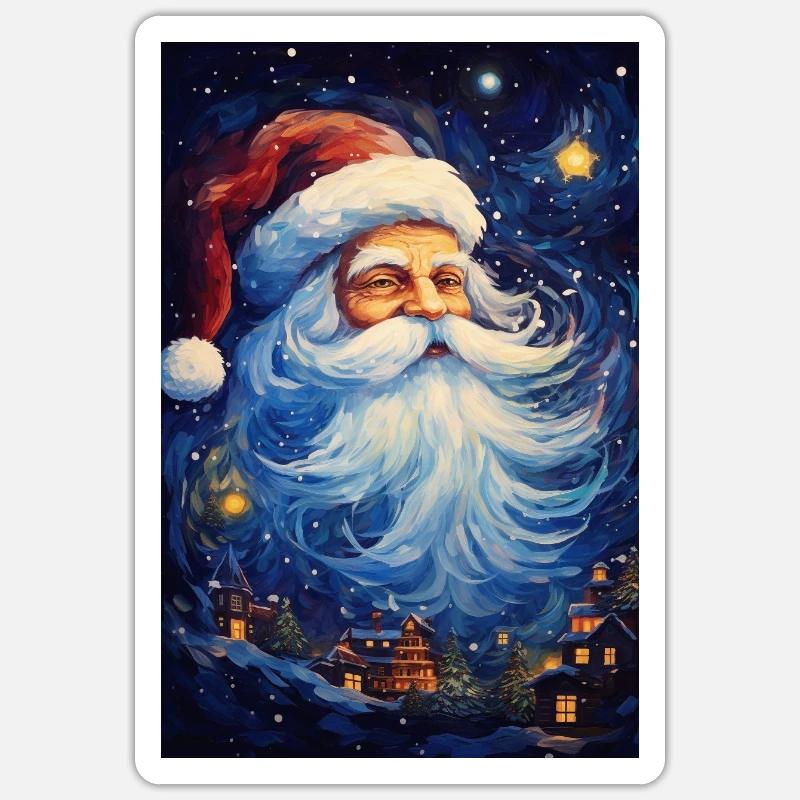 Weihnachtsmann - Sticker Größe S (10 x 10 cm) - Mattweiß