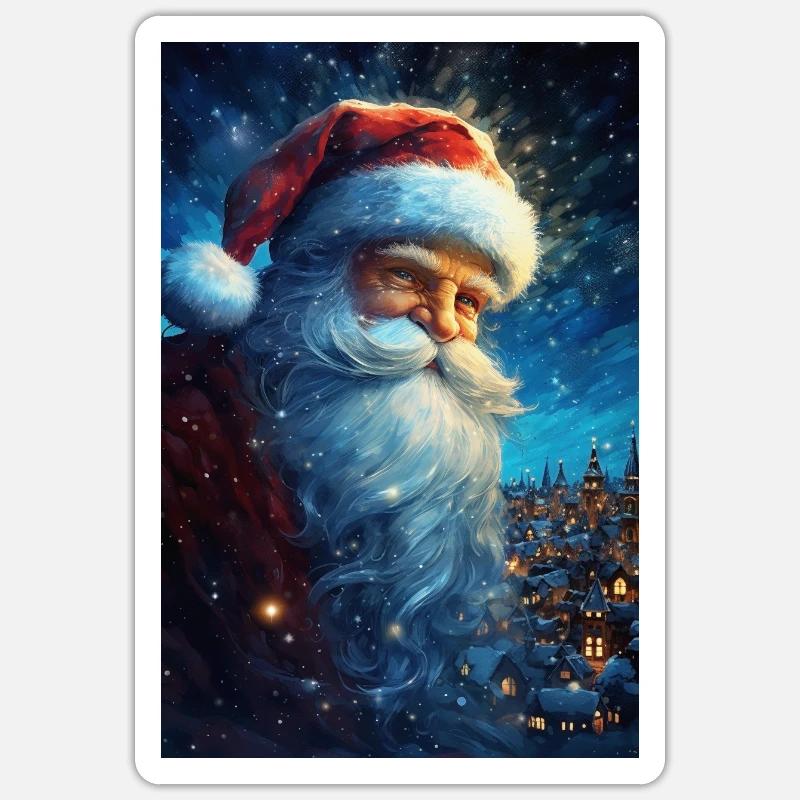Weihnachtsmann - Sticker Größe S (10 x 10 cm) - Mattweiß