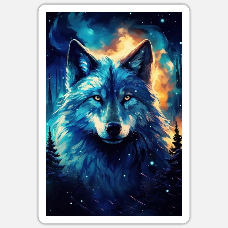 Wolf - Sticker Größe S (10 x 10 cm) - Mattweiß