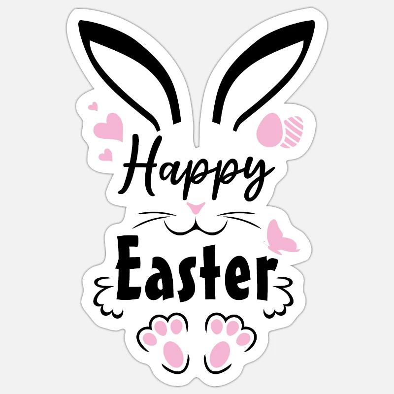 Cute Easter design with rabbit - Sticker size S (10 x 10 cm) - white matte