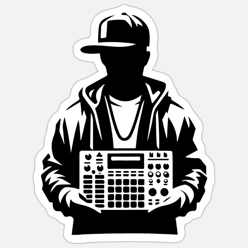 Beatmaker Holding Sampler Sticker size S (10 x 10 cm)