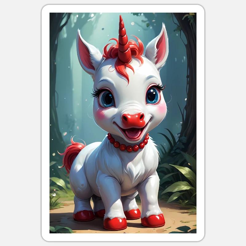Süßes Einhorn - Sticker Größe S (10 x 10 cm) - Mattweiß