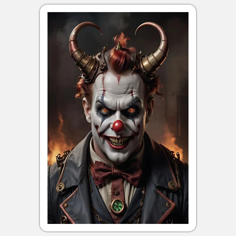 Steampunk Devil Clown Sticker size S (10 x 10 cm)