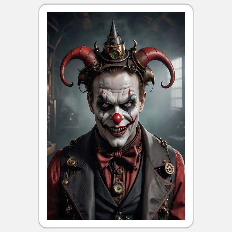 Steampunk Devil Clown Sticker size S (10 x 10 cm)