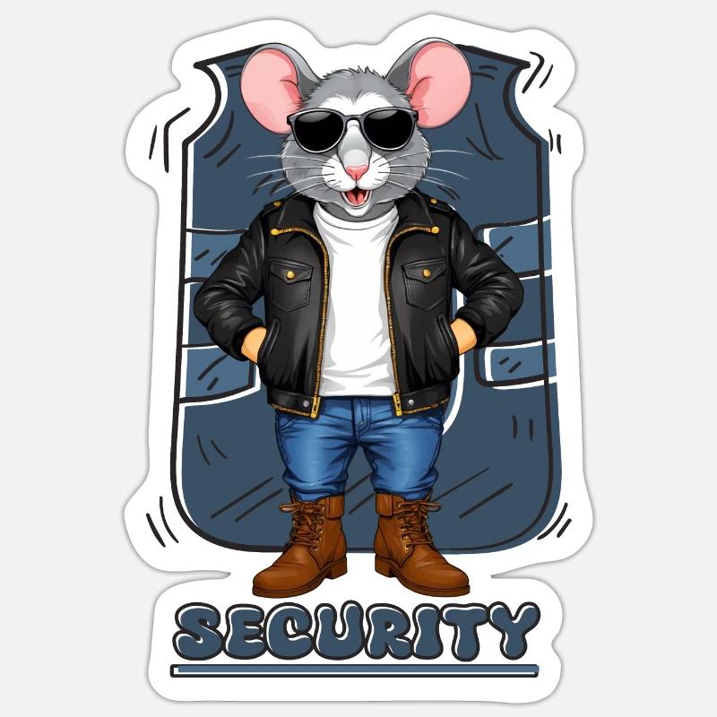Security Maus - Sticker Größe S (10 x 10 cm) - Mattweiß