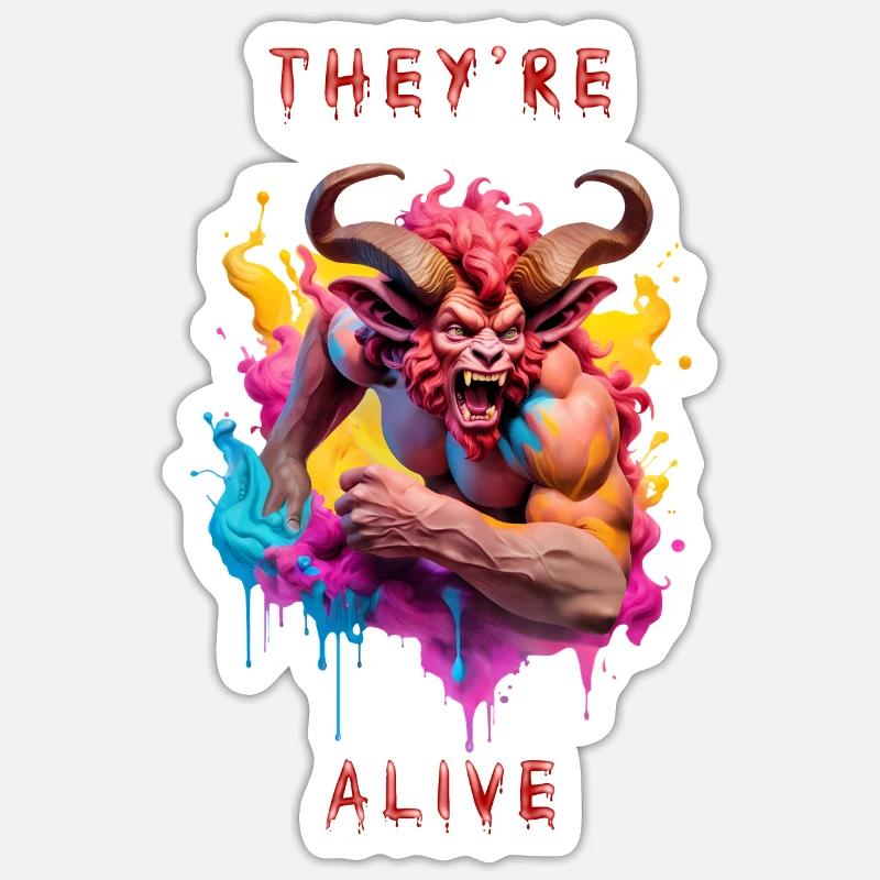 SATYR - Sticker Größe S (10 x 10 cm) - Mattweiß