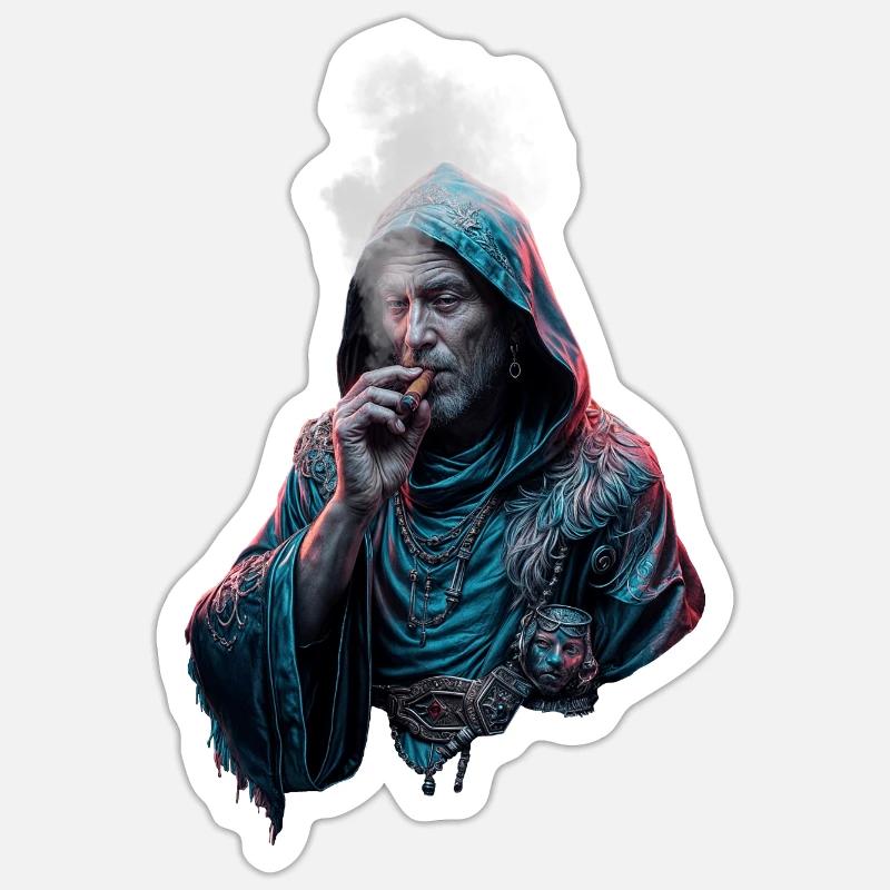 Mönch mit Zigarre Sticker Größe S (10 x 10 cm)