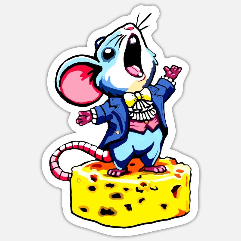 Singendes Oper Mäuschen Sticker Größe S (10 x 10 cm)