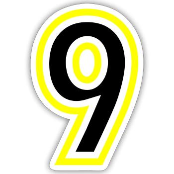 9 Zahl College - Sticker Größe S (10 x 10 cm) - Mattweiß - Vorne