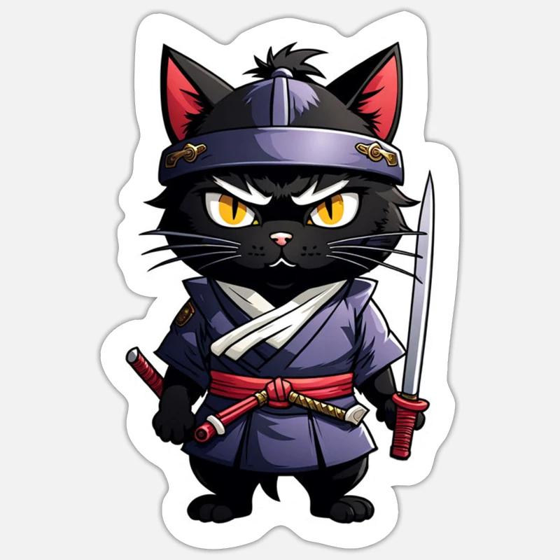 Ninja Cat - Samurai Kitten Sticker size S (10 x 10 cm)
