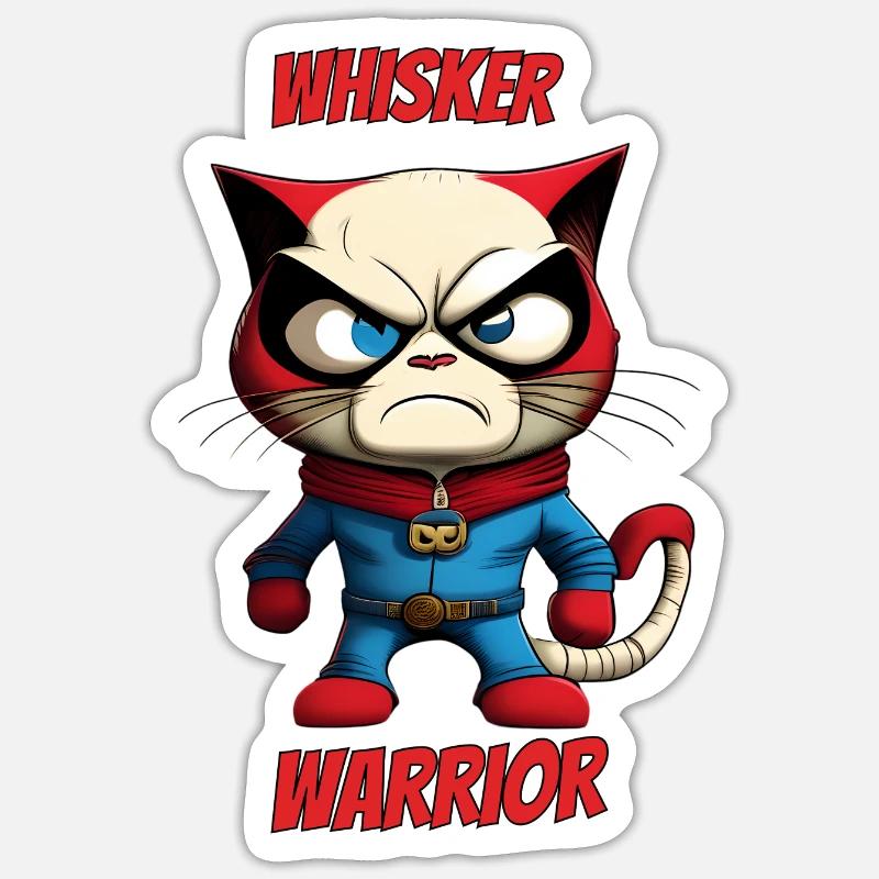 Whisker Warrior - Sticker Größe S (10 x 10 cm) - Mattweiß