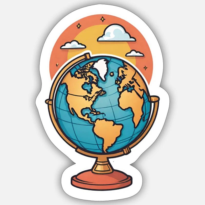 Globe stylized - Sticker size S (10 x 10 cm) - white matte