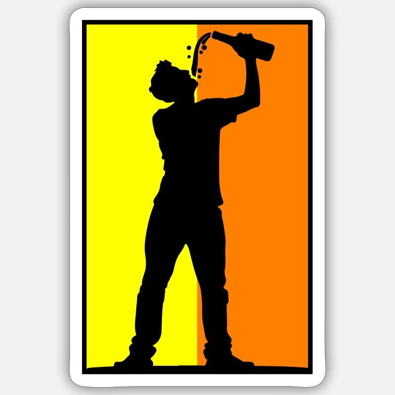 Buveur de bière - Sticker taille S (10 x 10 cm) - blanc mat