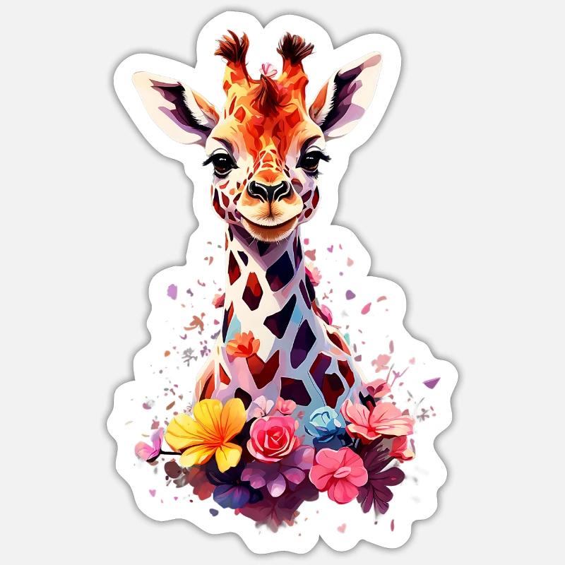 Giraffe V1 24 04 - Sticker Größe S (10 x 10 cm) - Mattweiß