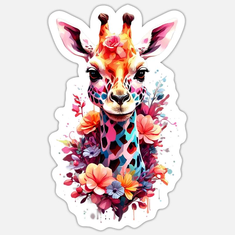 Giraffe V1 24 13 - Sticker size S (10 x 10 cm) - white matte