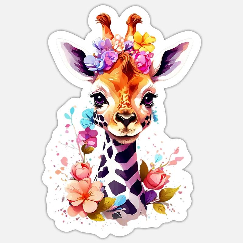 Giraffe V1 24 12 - Sticker Größe S (10 x 10 cm) - Mattweiß