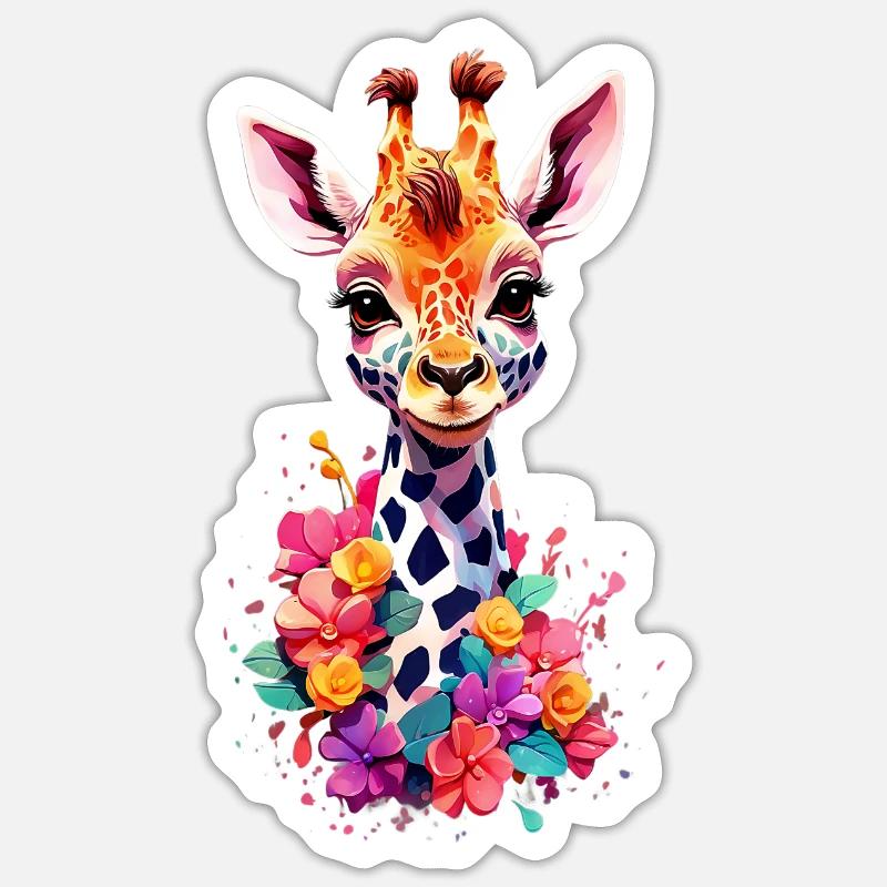 Giraffe V1 24 32 - Sticker Größe S (10 x 10 cm) - Mattweiß