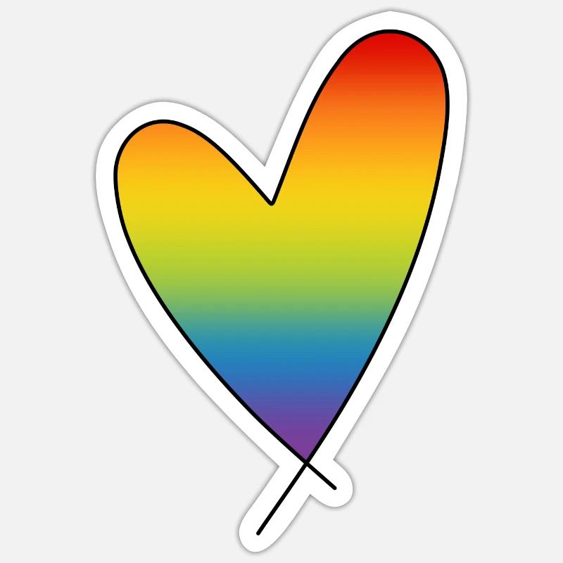 Regenbogen Herz Regenbogenfarben CSD Pride Month - Sticker Größe S (10 x 10 cm) - Mattweiß