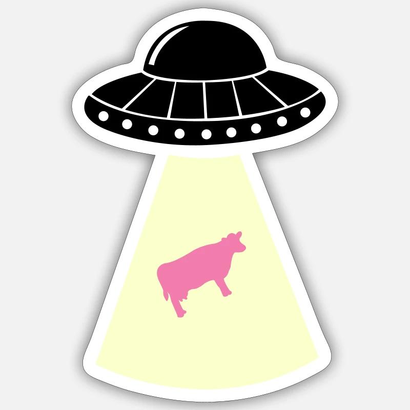 Vache OVNI - Sticker taille S (10 x 10 cm) - blanc mat