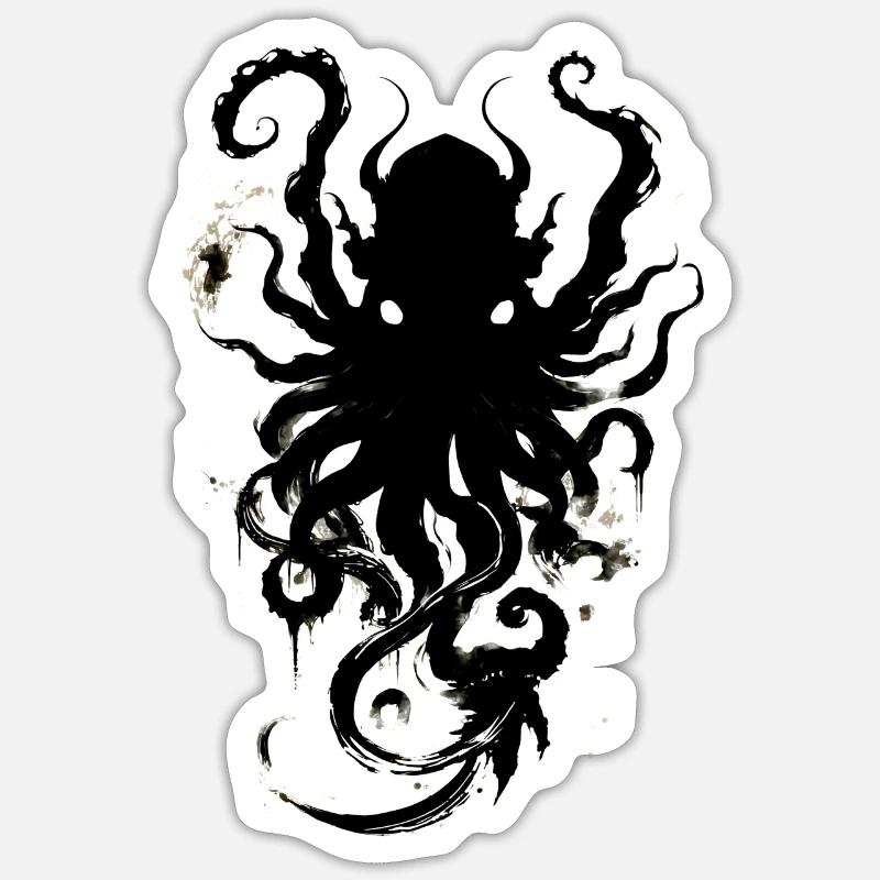 Krake - Sticker Größe S (10 x 10 cm) - Mattweiß