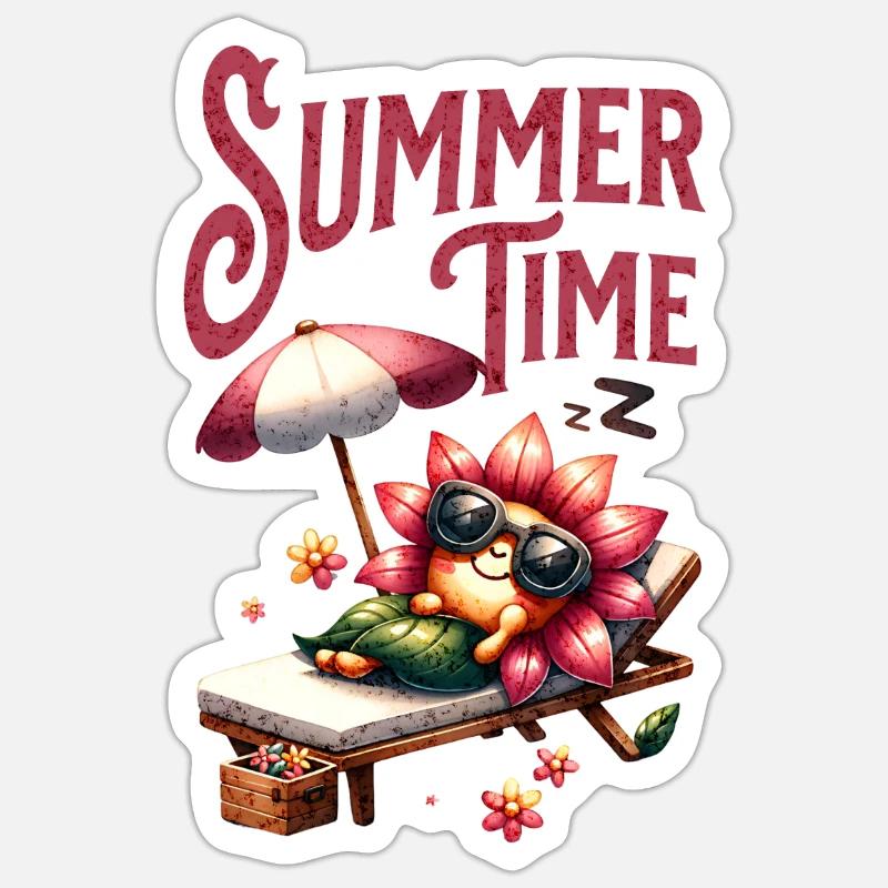Summer Time Flower - Sticker Größe S (10 x 10 cm) - Mattweiß