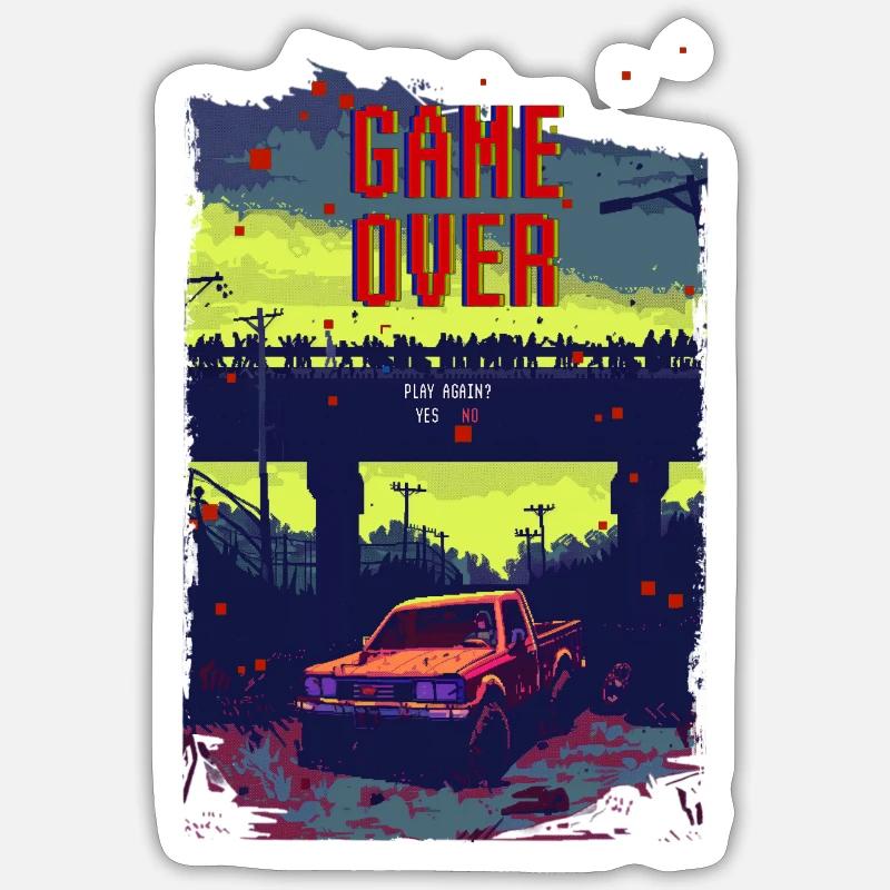 Game Over - Sticker size S (10 x 10 cm) - white matte