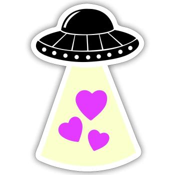 UFO Heart - Sticker size S (10 x 10 cm) - white matte - Front