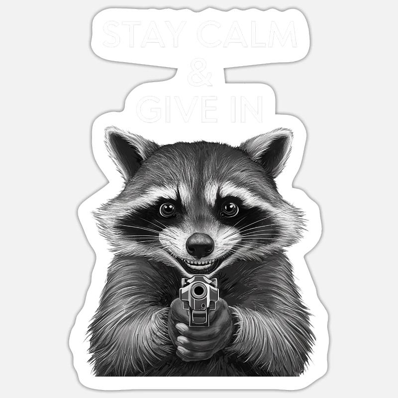 Meme Waschbär - Sticker Größe S (10 x 10 cm) - Mattweiß