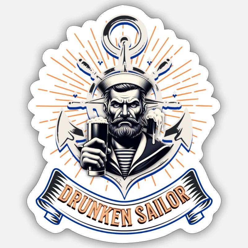 Drunken Sailor - Sticker size S (10 x 10 cm) - white matte