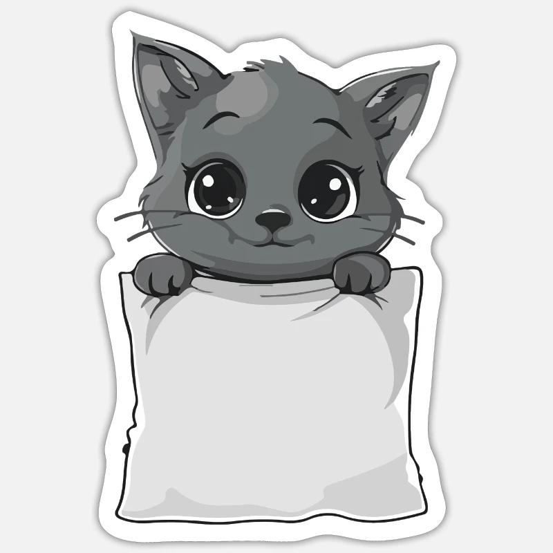 Chat dans la poche - Sticker taille S (10 x 10 cm) - blanc mat