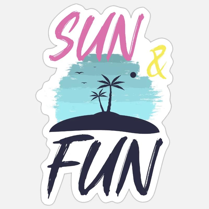 Sun and fun. - Sticker size S (10 x 10 cm) - white matte