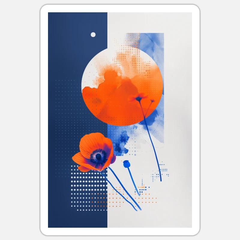 Mohnblume - Sticker Größe S (10 x 10 cm) - Mattweiß