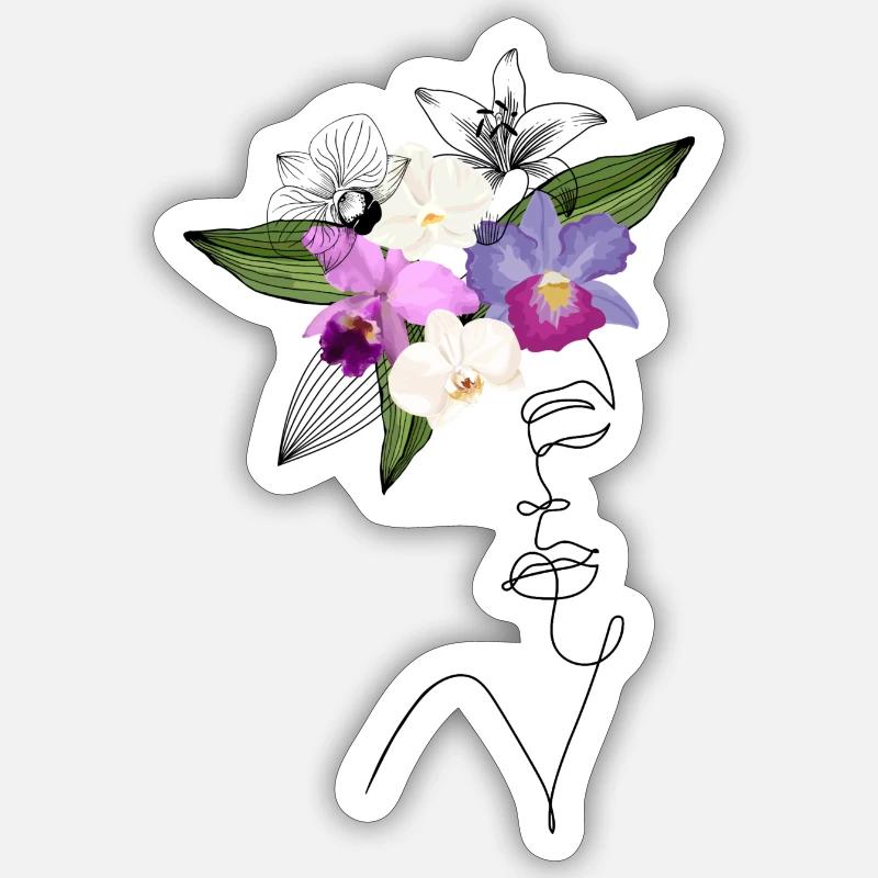 Dame Orchidée Sticker taille S (10 x 10 cm)