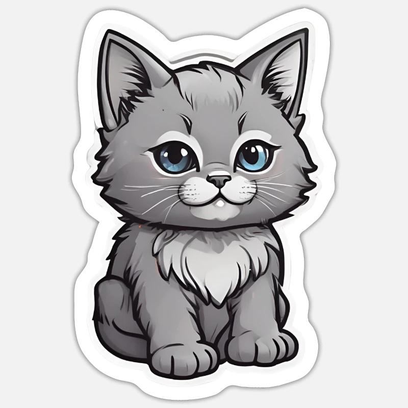 Design chaton mignon - Sticker taille S (10 x 10 cm) - blanc mat