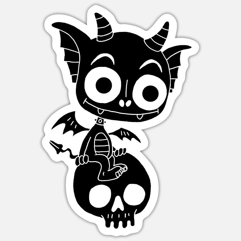 Kleiner schwarzer Dämon ruht - Sticker Größe S (10 x 10 cm) - Mattweiß