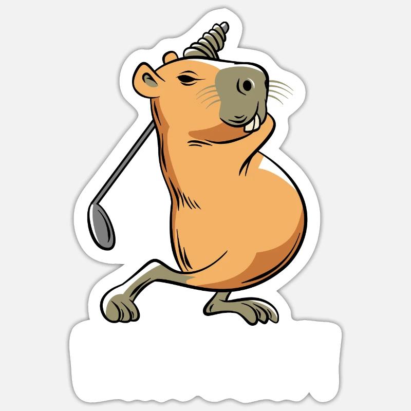 Capybara Golf Handicap - Handicapy - Sticker taille S (10 x 10 cm) - blanc mat