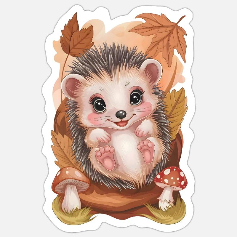 Adorable bébé hérisson - Sticker taille S (10 x 10 cm) - blanc mat
