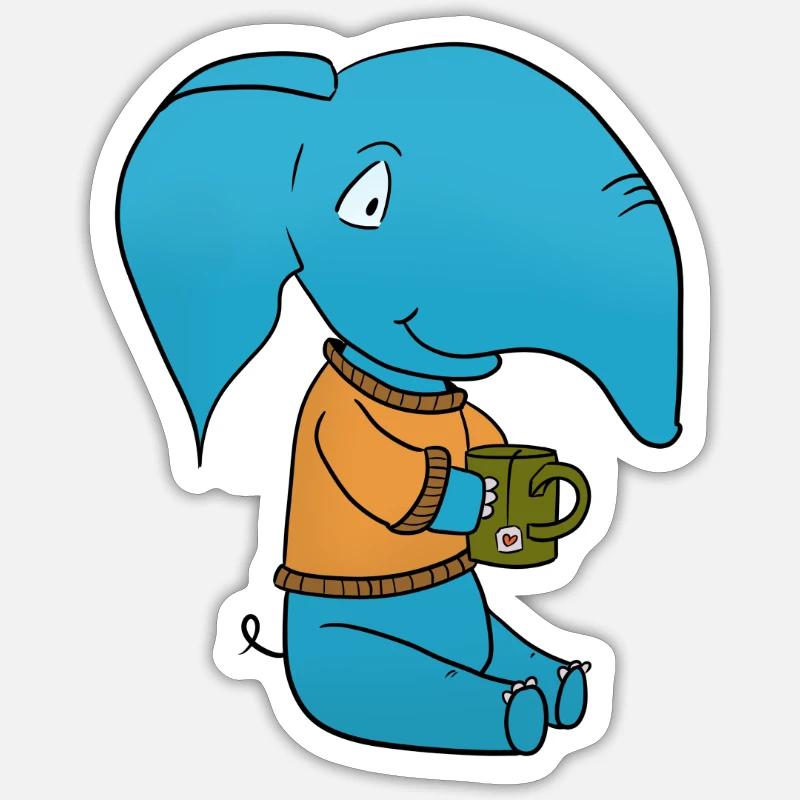 Thé d’éléphant - Sticker taille S (10 x 10 cm) - blanc mat