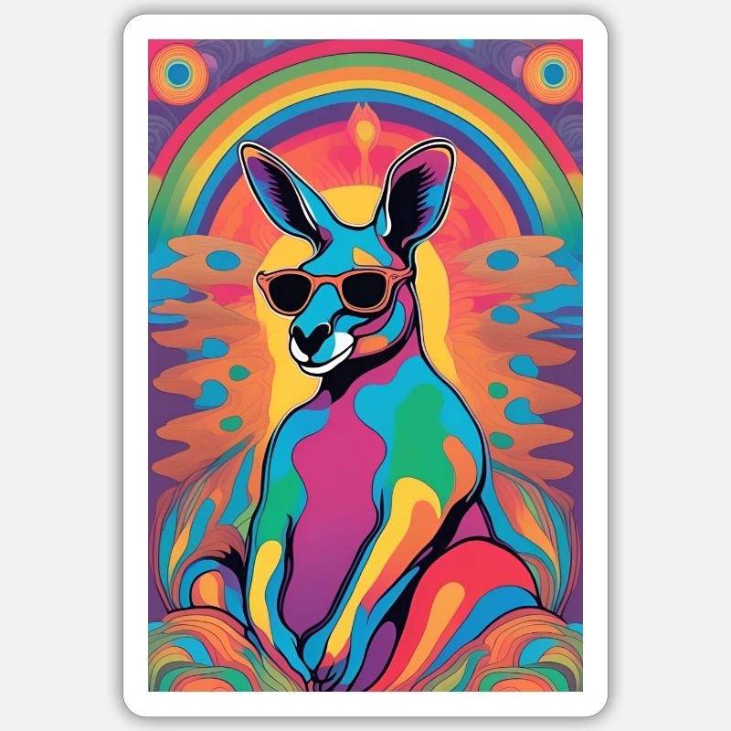 Känguru psychedelisch Meditation Sticker Größe S (10 x 10 cm)
