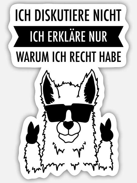 Ich Diskutiere Nicht - Lama Alpaka Schlauberger - Sticker Größe S (10 x 10 cm) - Mattweiß