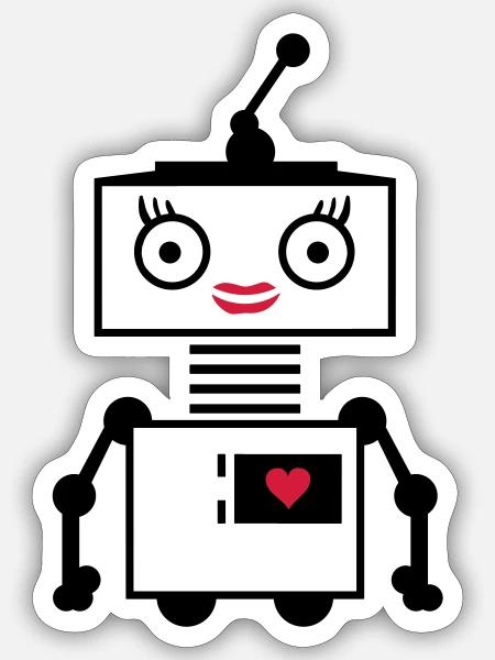 roboter woman Kopie - Sticker Größe S (10 x 10 cm) - Mattweiß