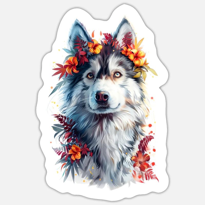 Ami husky - Sticker taille S (10 x 10 cm) - blanc mat