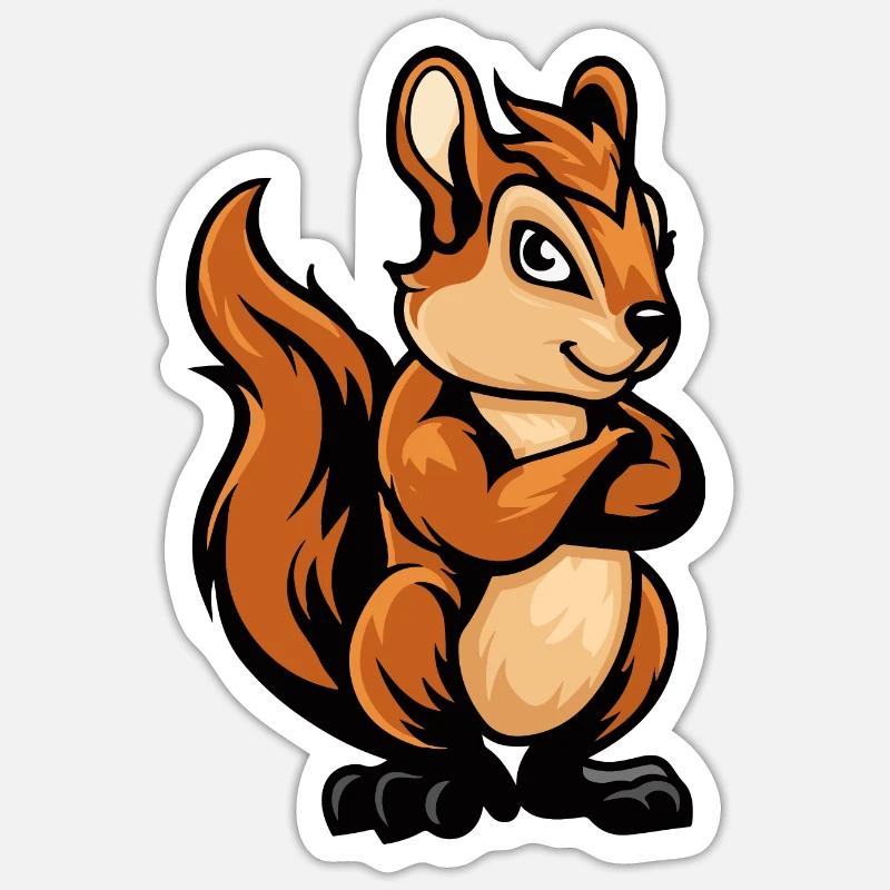 Bande dessinée écureuil - Sticker taille S (10 x 10 cm) - blanc mat