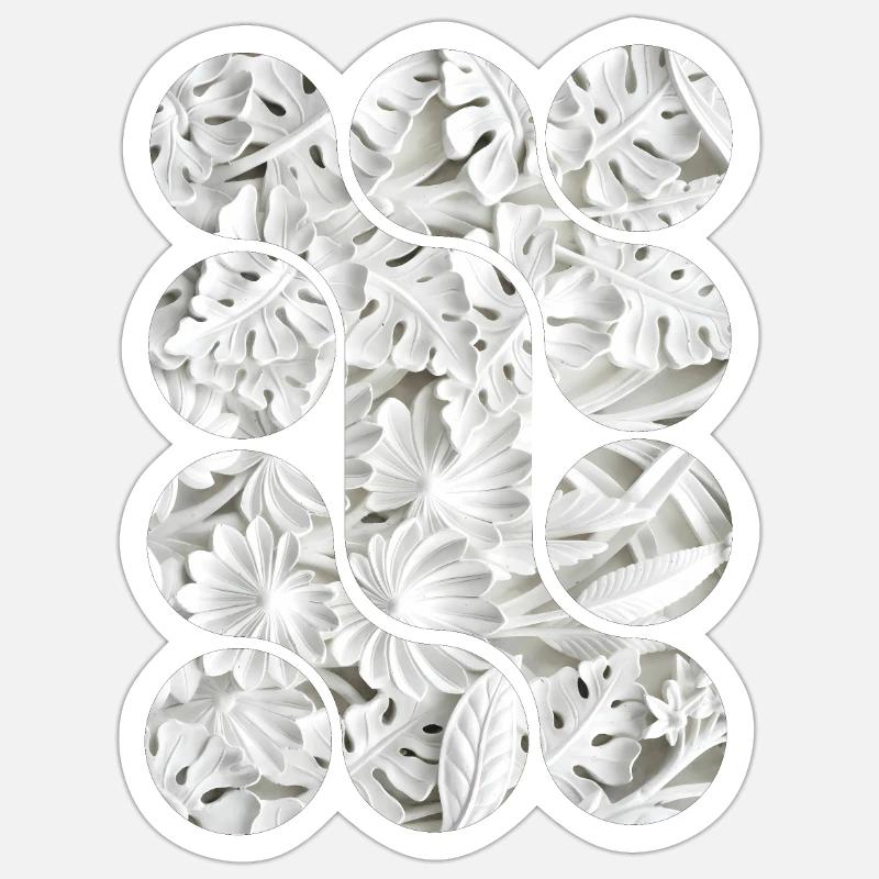 Abstract White Leaf Patterns Sticker size S (10 x 10 cm)